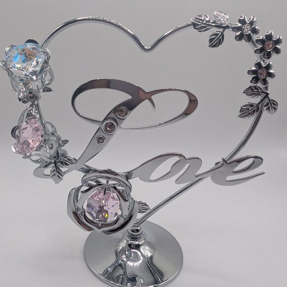 Crystocraft Love Heart topper tabletop crystal anniversary elegant decor wedding - Picture 2 of 7